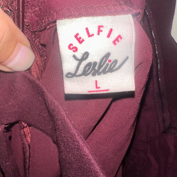 Selfie Leslie Burgundy Cutout Romper - Picture 4 of 4